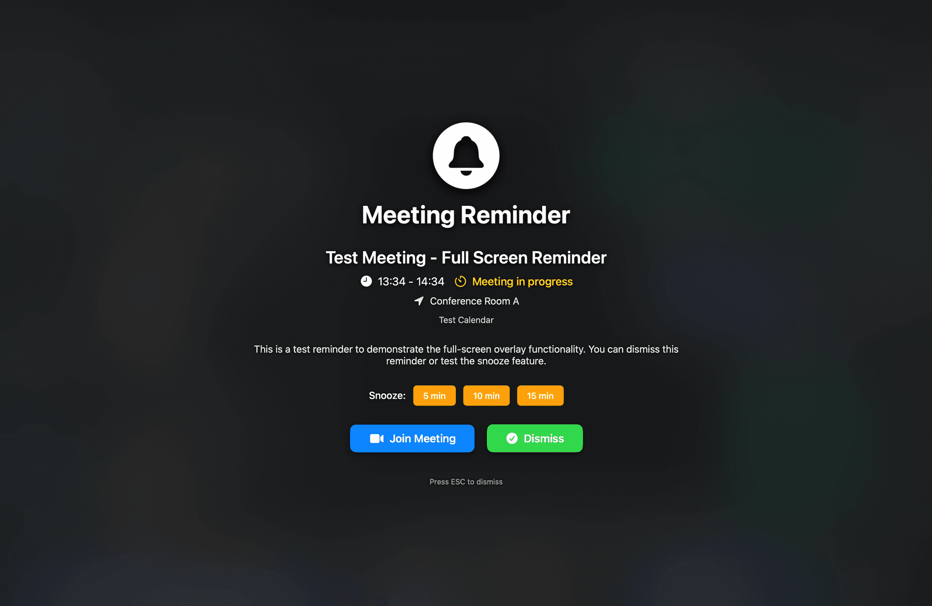 BigReminder full-screen reminder taking over the display